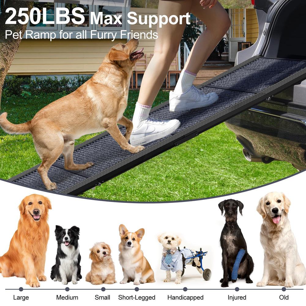 PetRuna dog ramp sturdy aluminum construction provides stable entry for SUVs and trucks