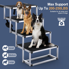 PetRuna dog stairs withstand up to 250 lbs for large breeds.