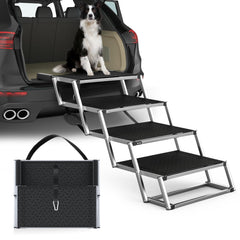 PetRuna extra wide dog stairs folded for easy storage and travel.