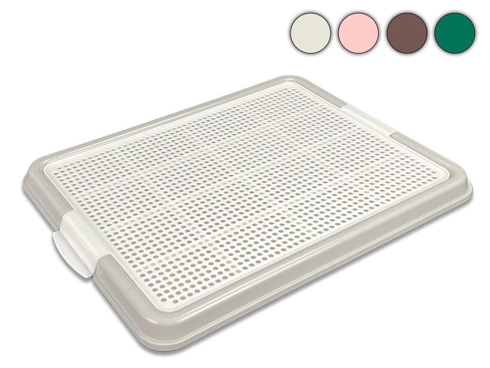 Pets-N-Me dog pee pad holder side view demonstrates easy setup-free design.