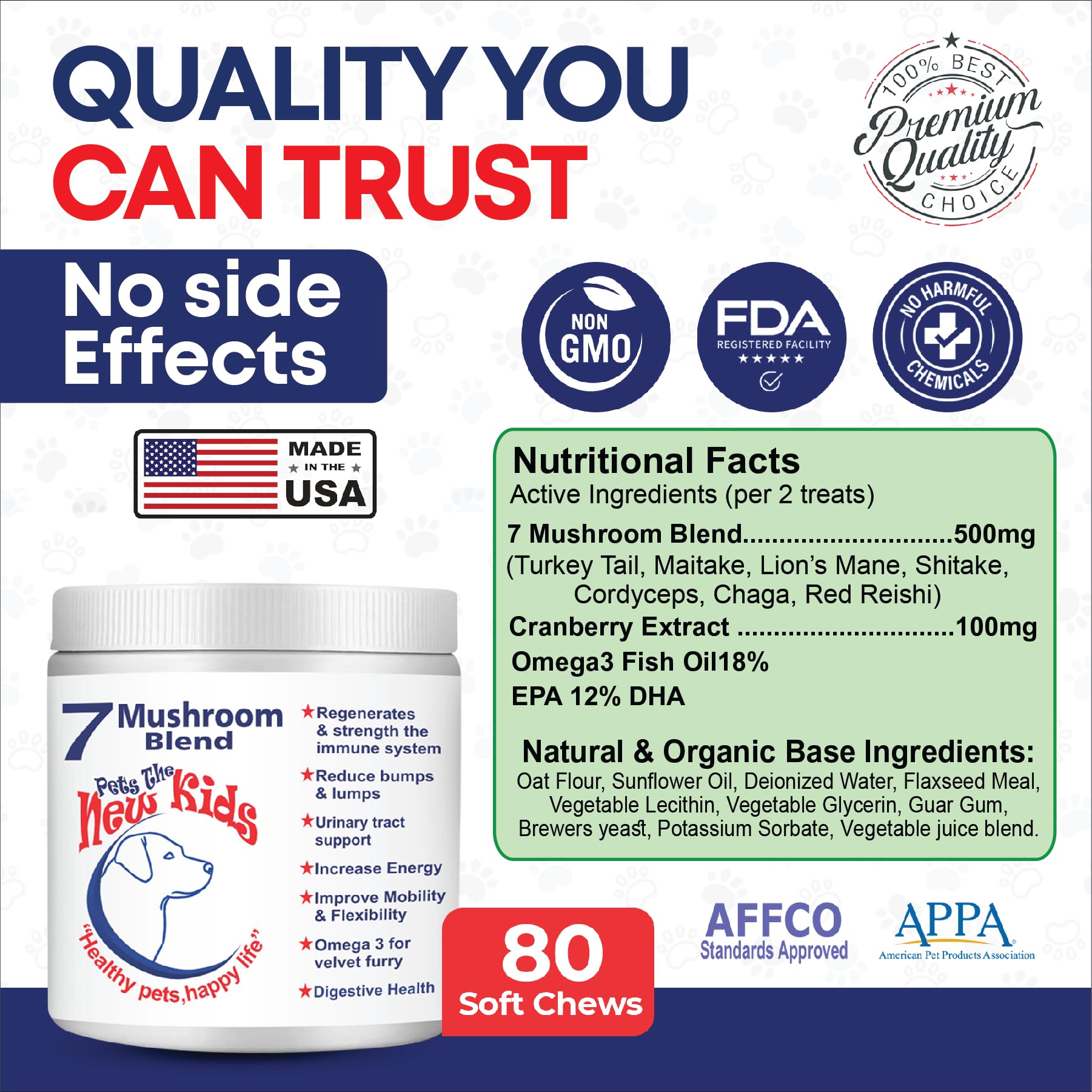 Pets The New Kids chews made in FDA-registered facility.