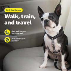 PetSafe 3-in-1 harness car seatbelt loop for secure car rides.