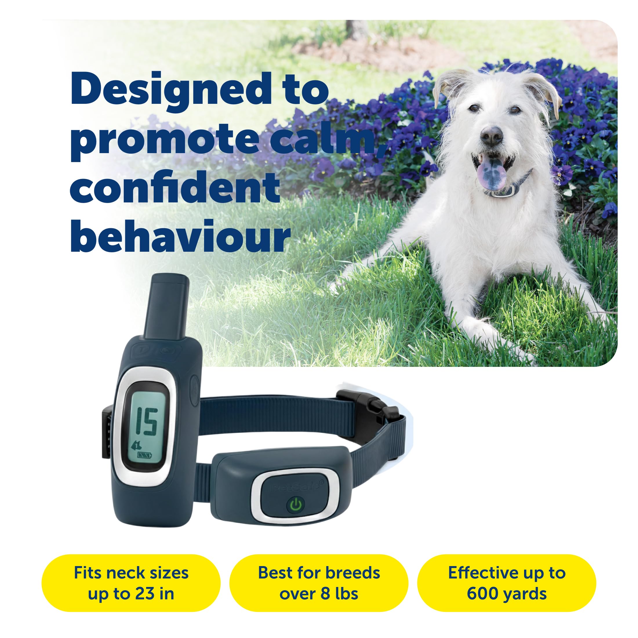 PetSafe collar closeup highlights durable ridged polyester build and water resistance
