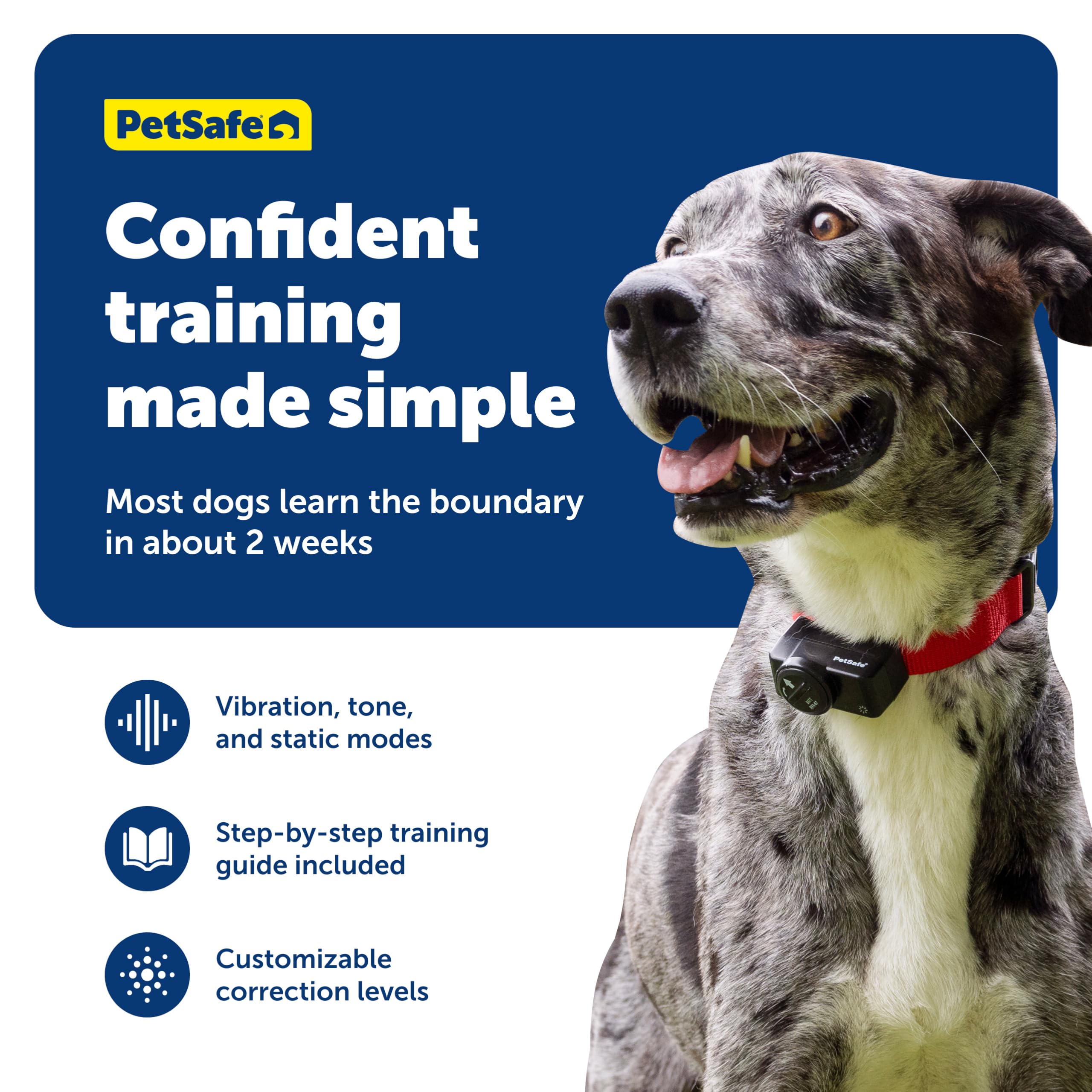 PetSafe adjustable neck collar demonstrates range for various dog sizes