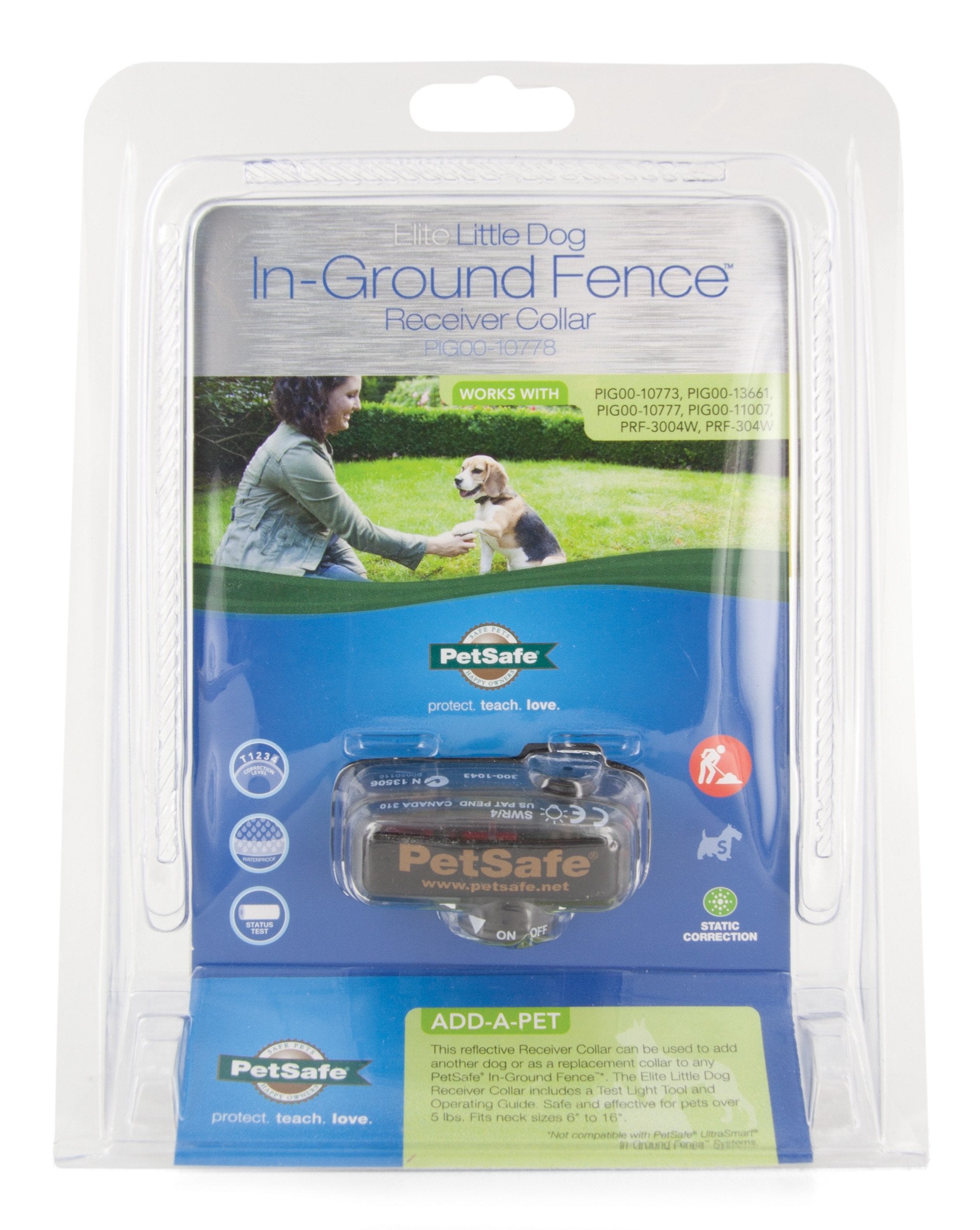 PetSafe Elite Little Dog receiver collar QuickFit buckle enables easy on-off.