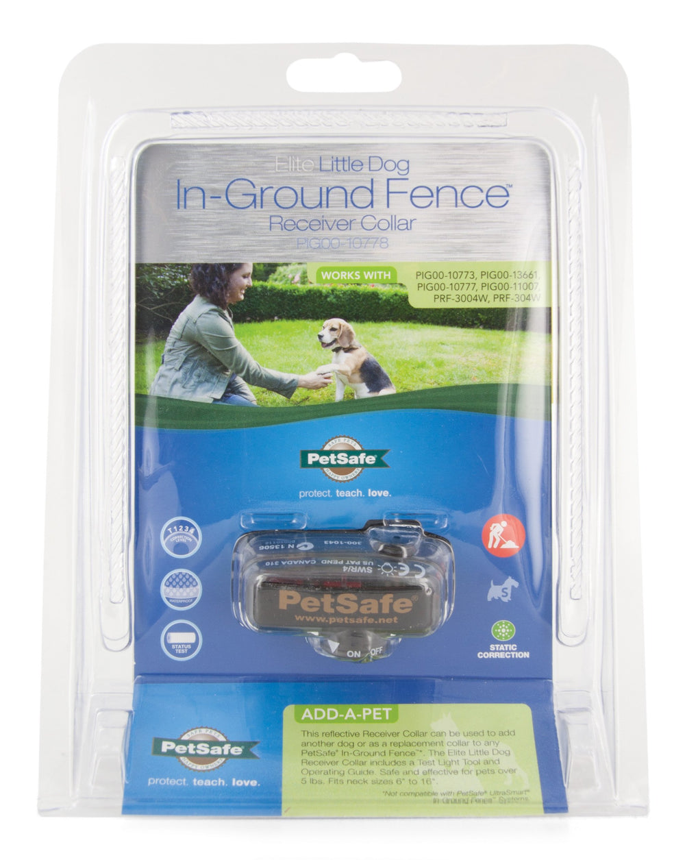 PetSafe Elite Little Dog receiver collar QuickFit buckle enables easy on-off.