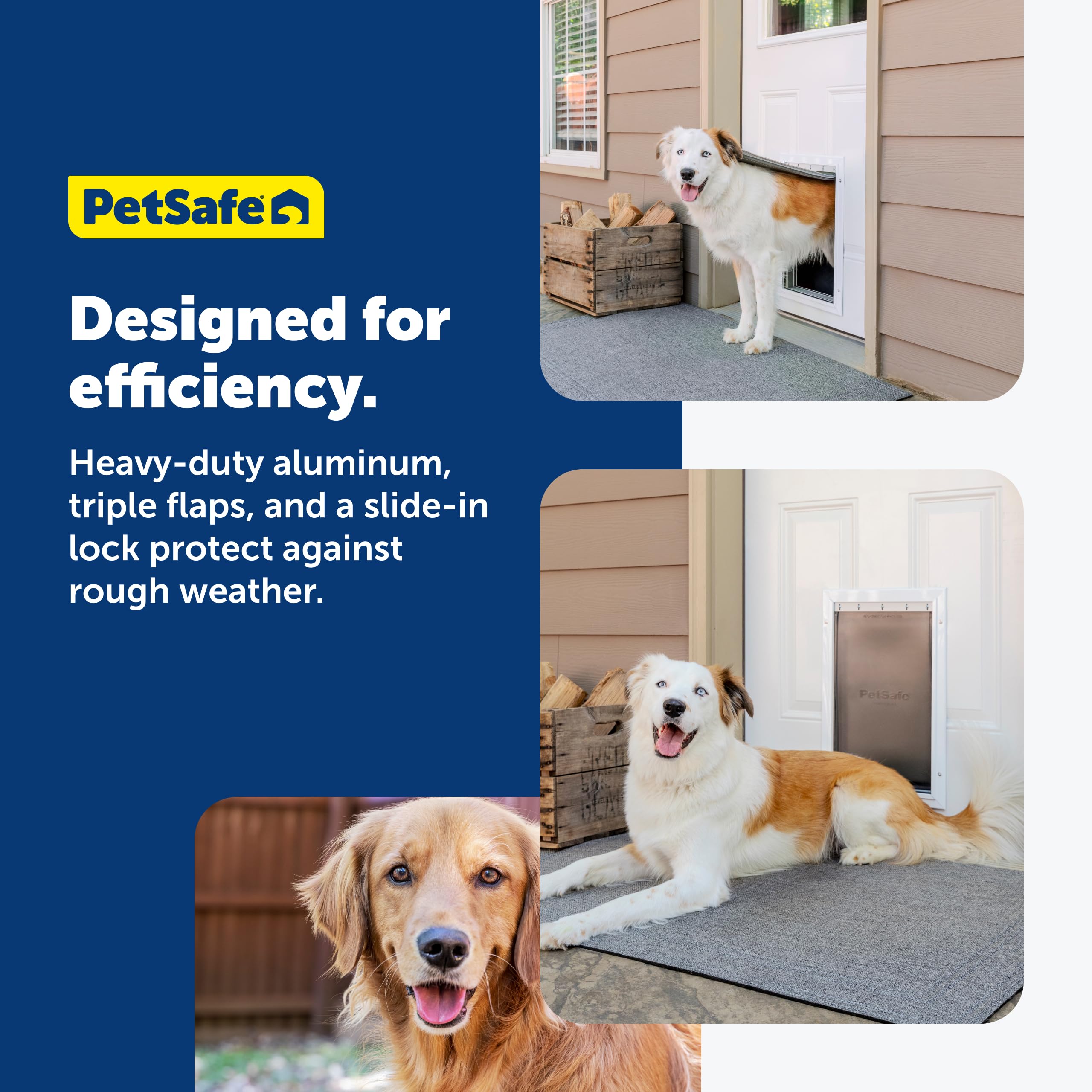 PetSafe Extreme Weather door for dogs up to 100 lb with large, easy-access flap.