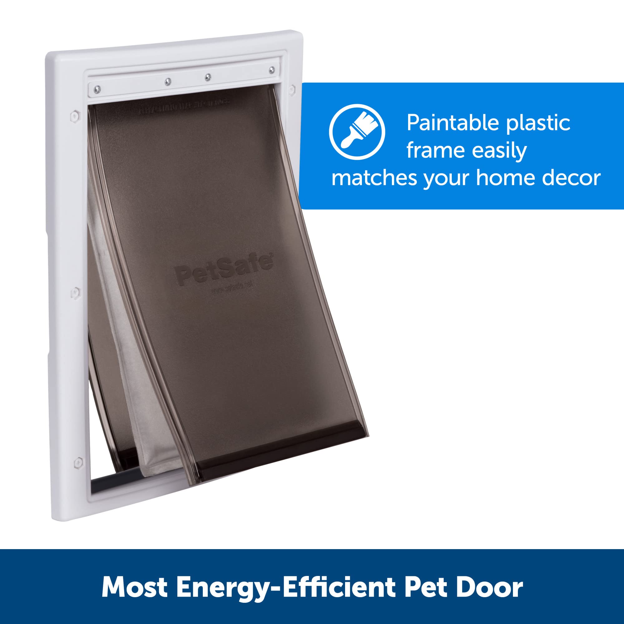 PetSafe Extreme Weather Door supports dogs up to 40 lbs for independent outdoor access.