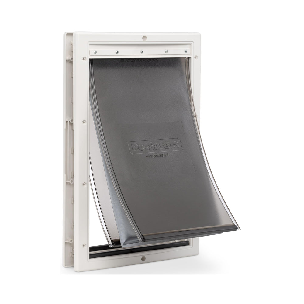 PetSafe Extreme Weather Door frame close-up shows durable plastic construction for energy efficiency.