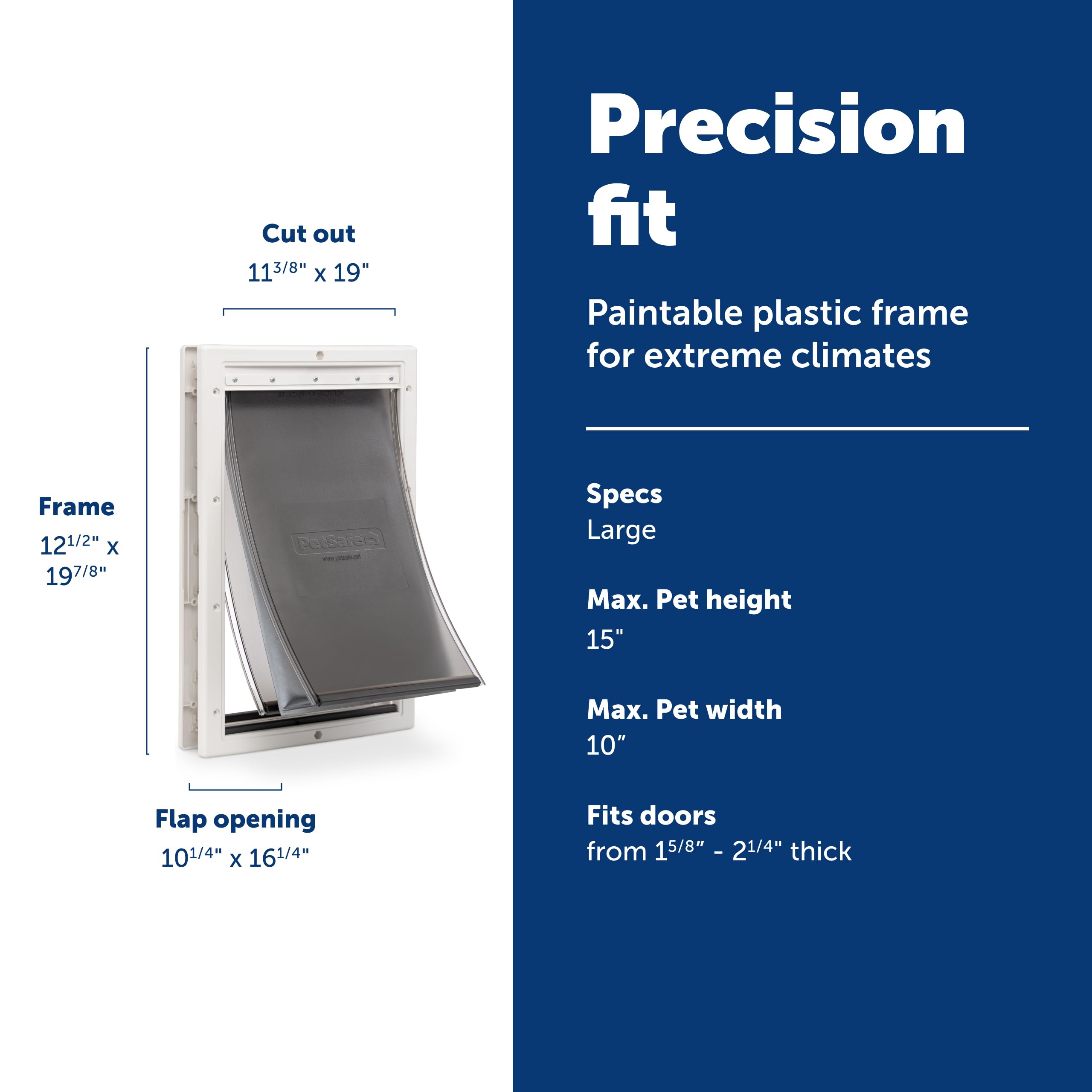 PetSafe Extreme Weather Door being installed on a wooden exterior in a DIY-ready fit.