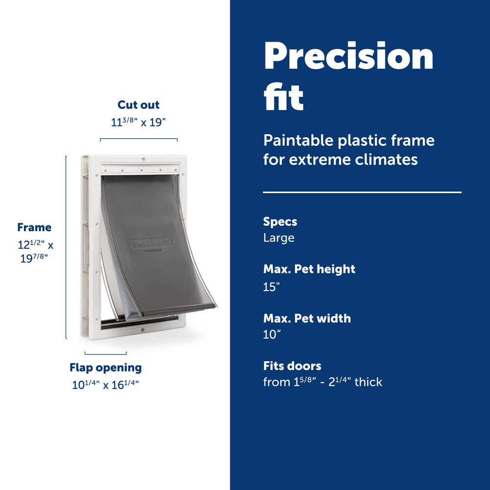 PetSafe Extreme Weather Door being installed on a wooden exterior in a DIY-ready fit.