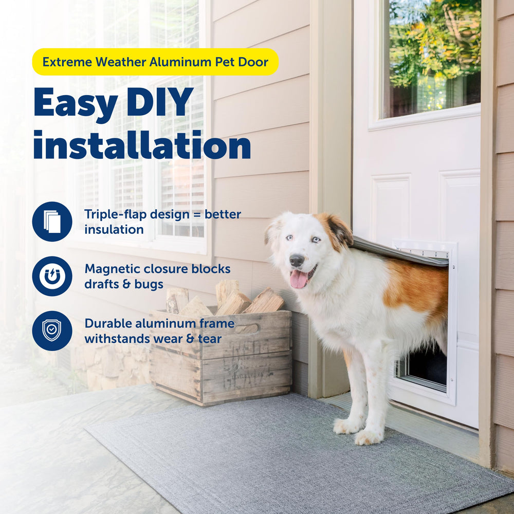 PetSafe Extreme Weather door triple-flap with magnetic seals helps maintain indoor temperature.