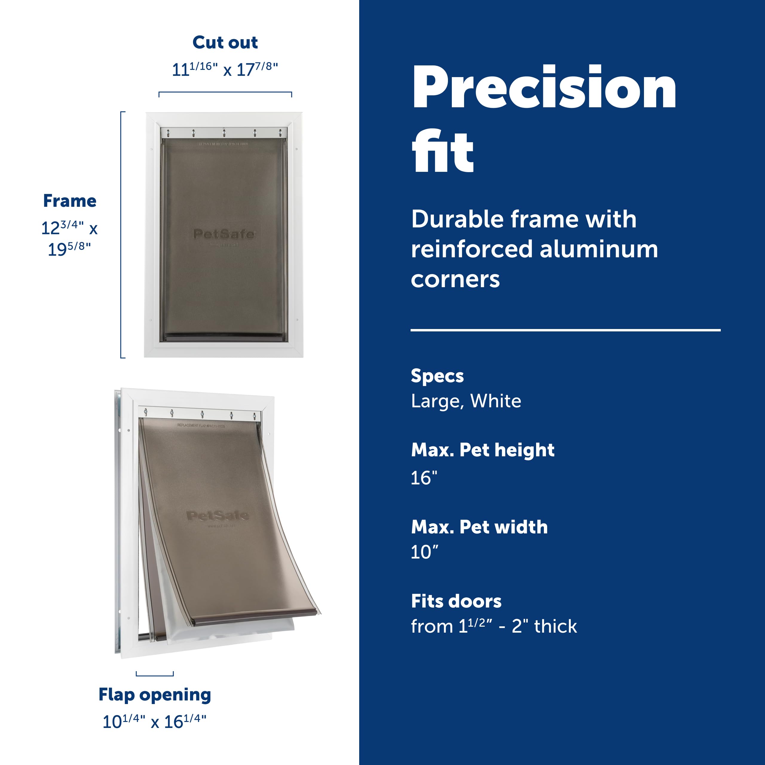 PetSafe Extreme Weather door triple-flap closeup highlights energy-saving thermal barrier for comfort.