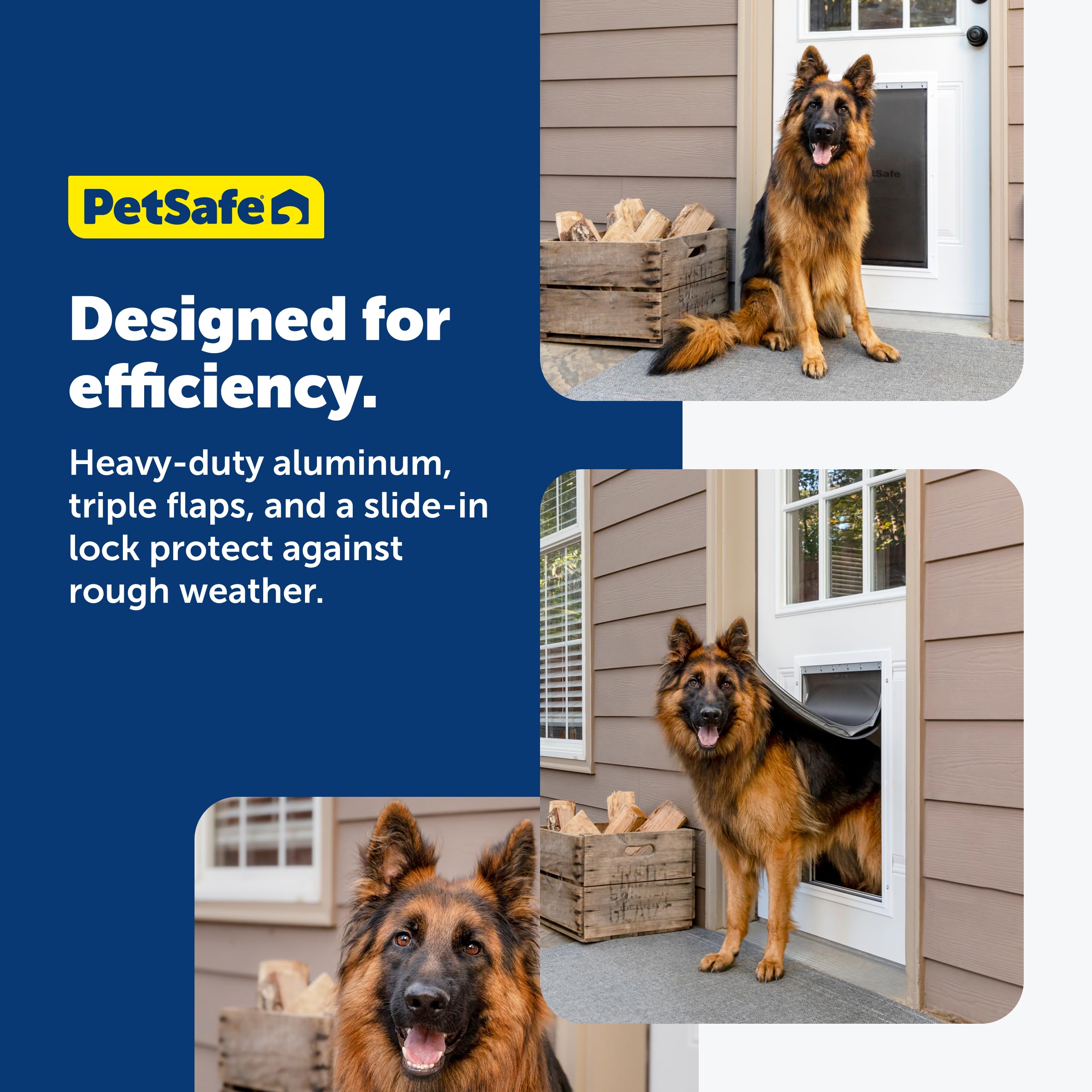 Petsafe Extreme Weather large-dog entry shows spacious opening for big breeds