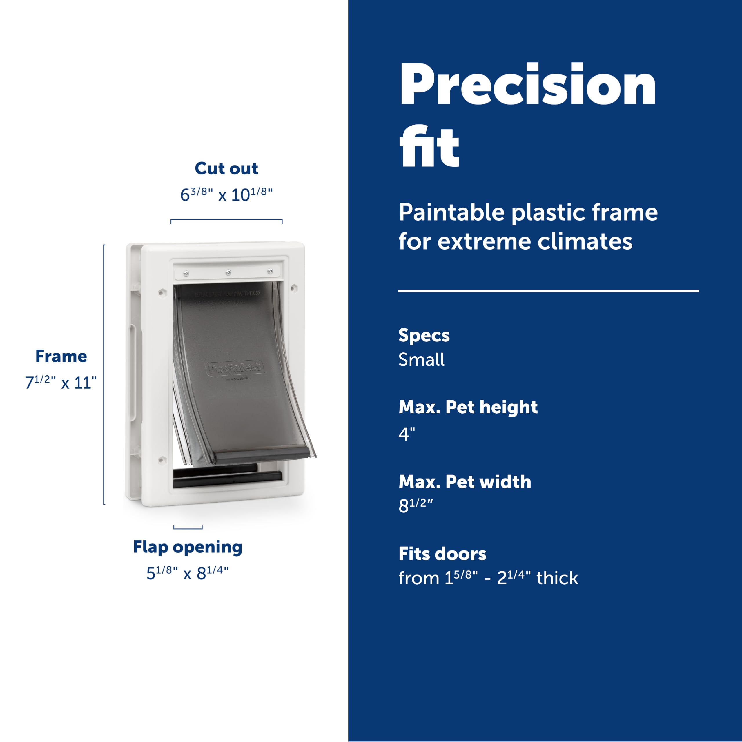 PetSafe Extreme Weather Pet Door side view highlights weather-sealed frame ready for busy entryways