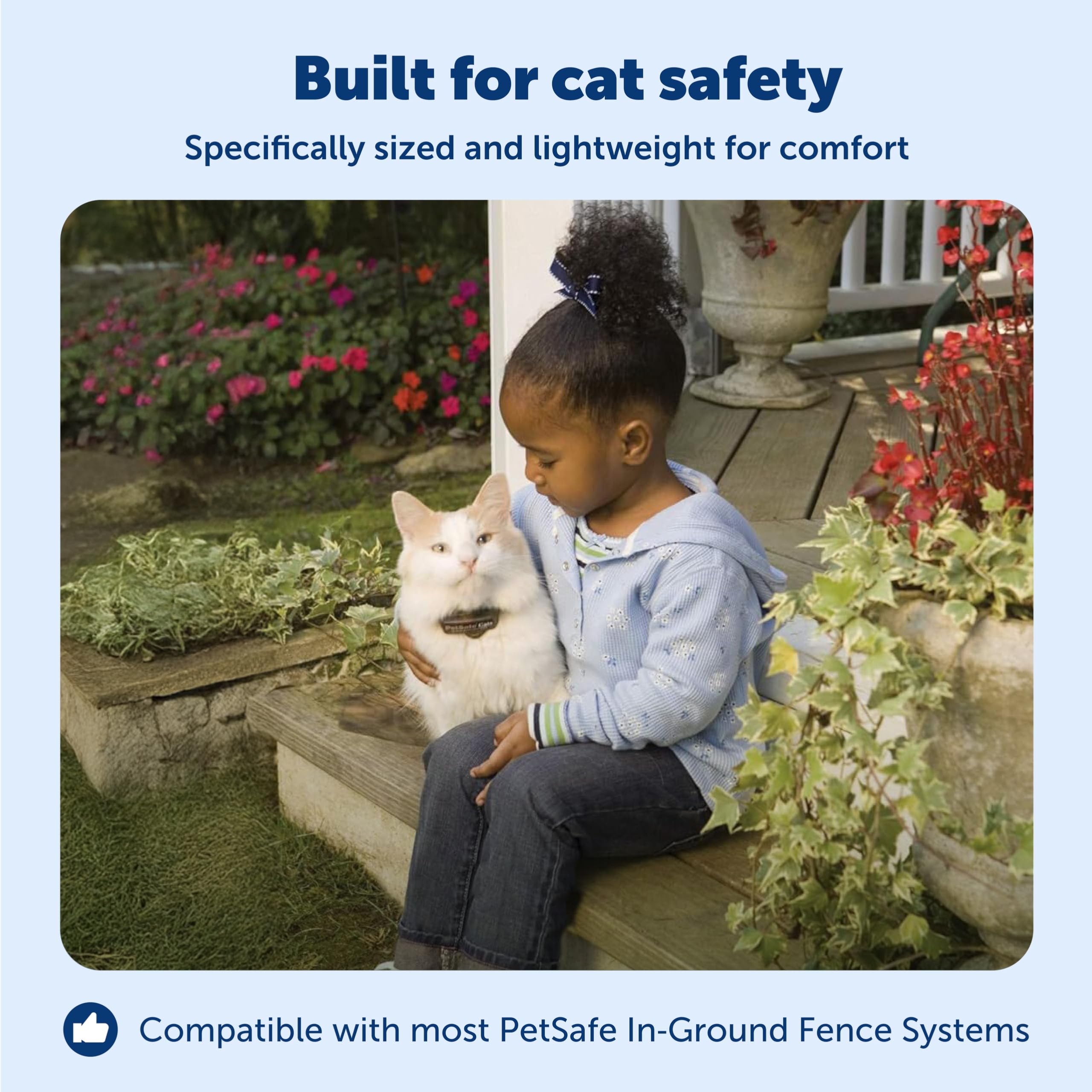 PetSafe battery-operated receiver collar highlights durable, weather-ready design for cats.