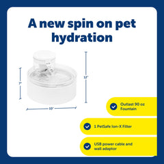 PetSafe Outlast Cat Fountain dual Ion-X filters highlight softened, debris-free water