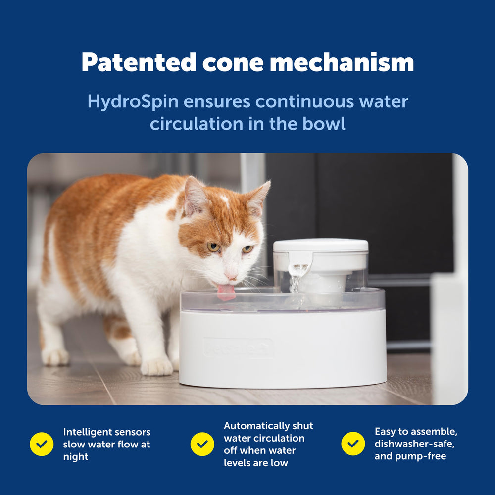 PetSafe Outlast Cat Fountain features a quiet motor for undisturbed drinking