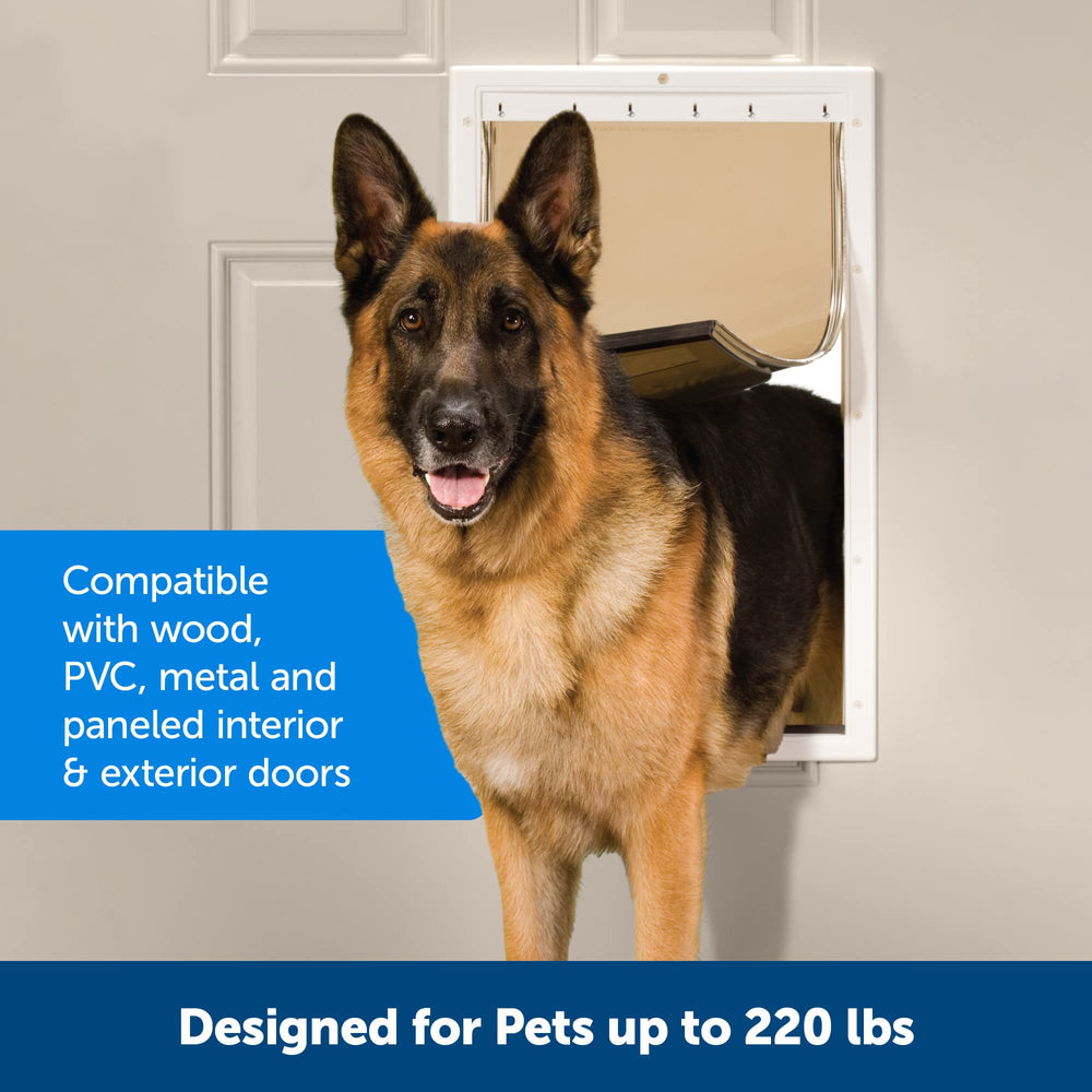 PetSafe lockable slide panel offers controlled access and security.
