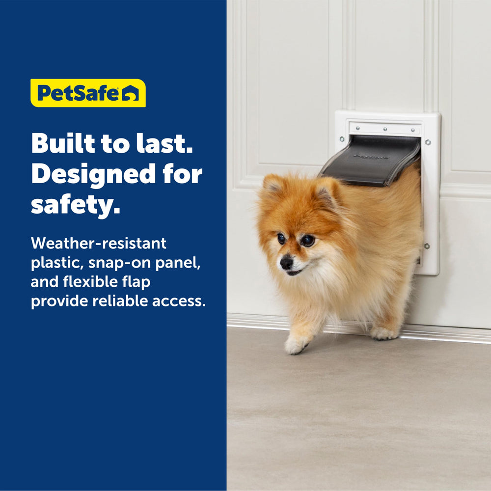 PetSafe Plastic Pet Door paintable frame helps tailor your room style.
