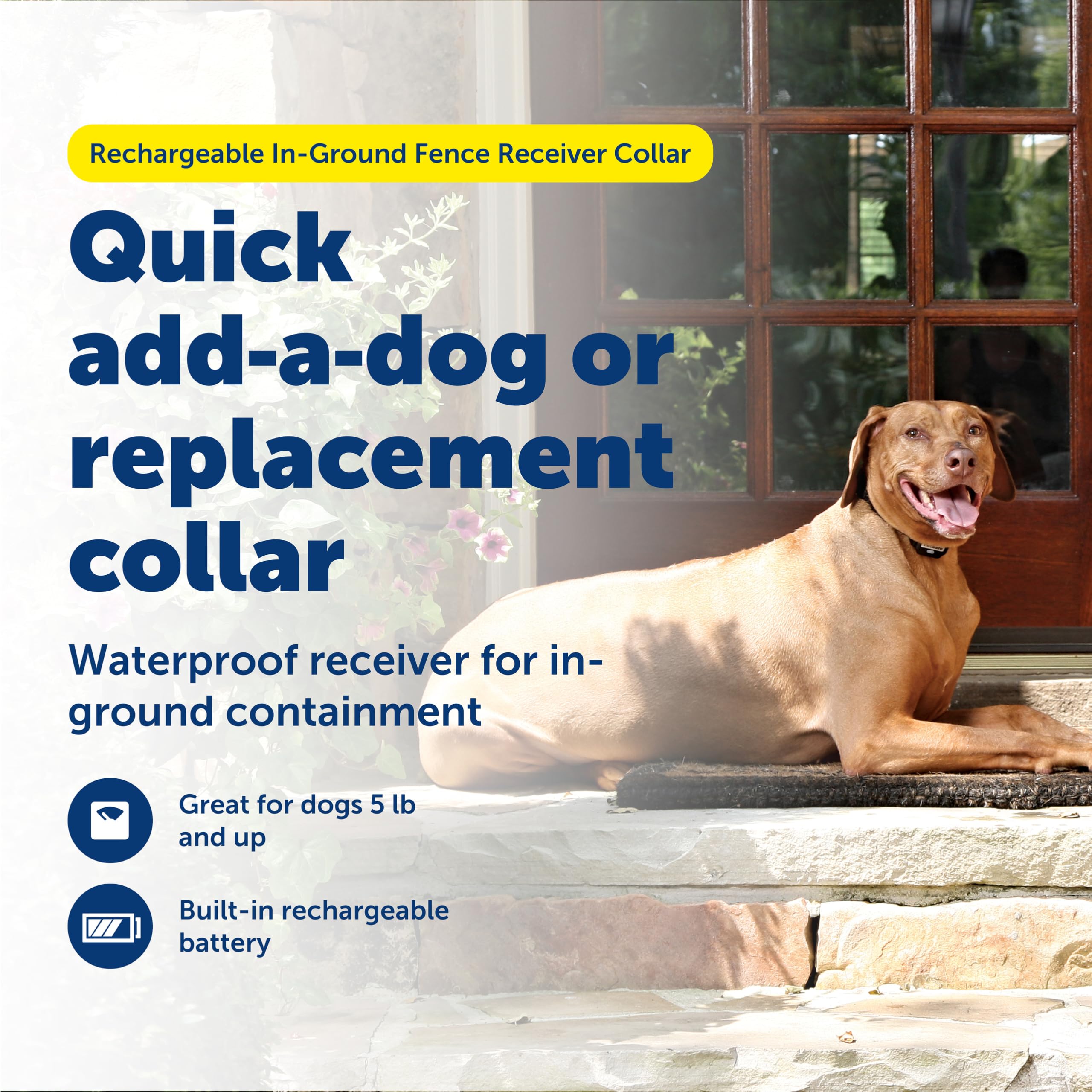 PetSafe receiver collar charging indicator—rechargeable with long-lasting battery.