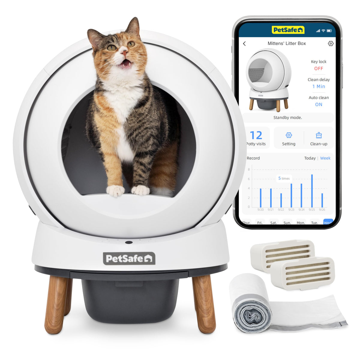 PetSafe ScoopFree SmartSpin front view with low-entry access for cats up to 25 pounds