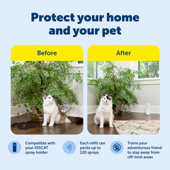 PetSafe SSSCAT odorless-spray provides safe correction without staining furniture.