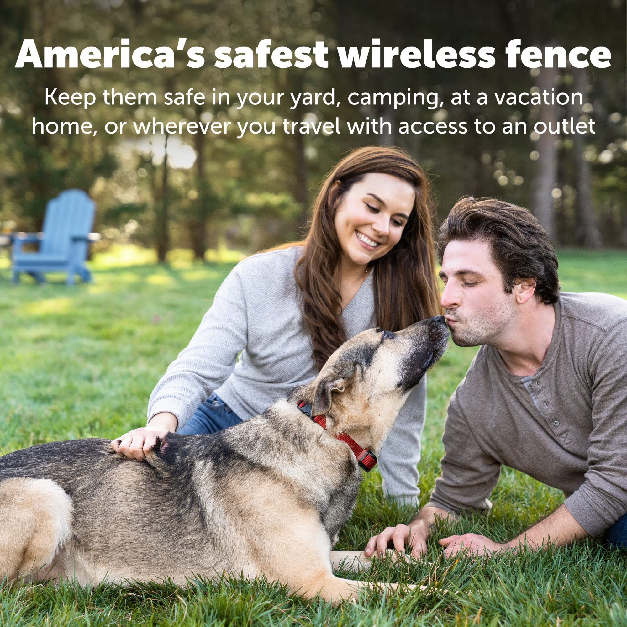 Closeup of PetSafe Stay & Play waterproof collar ready for outdoor use