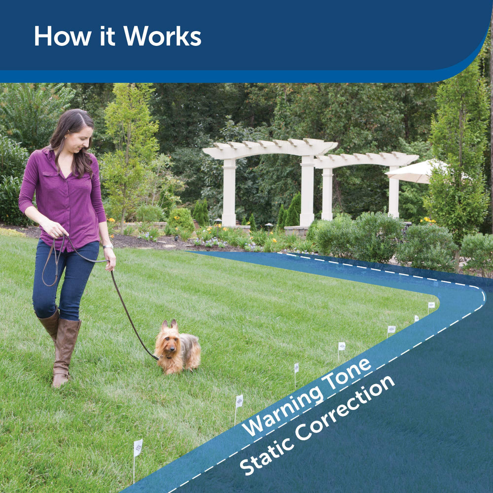 PetSafe in-ground fence wire placement image demonstrates expandable boundary options for larger yards.