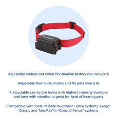 PetSafe Stubborn Dog receiver collar closeup highlighting waterproof, adjustable fit