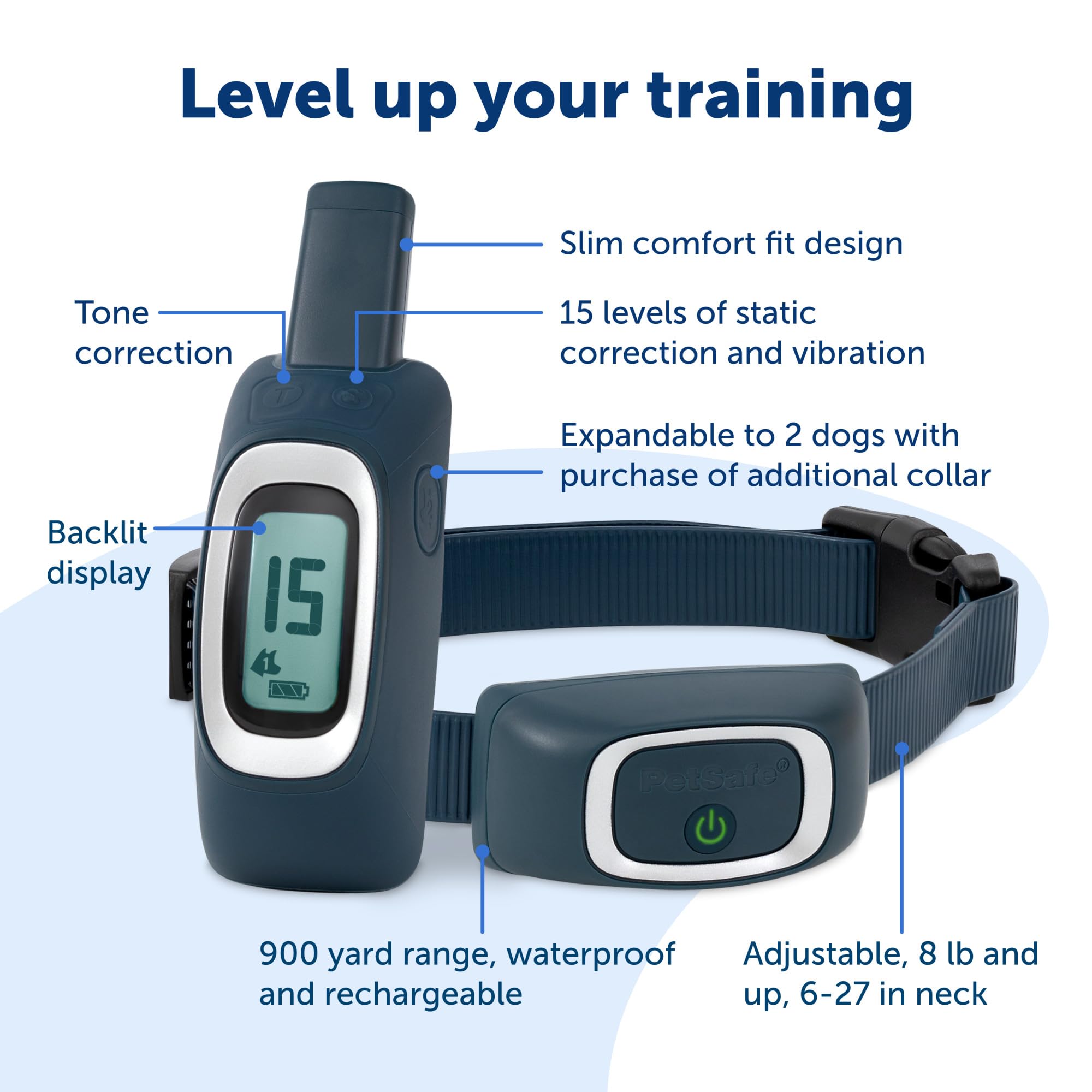 PetSafe waterproof collar close-up shows durable polyester strap.