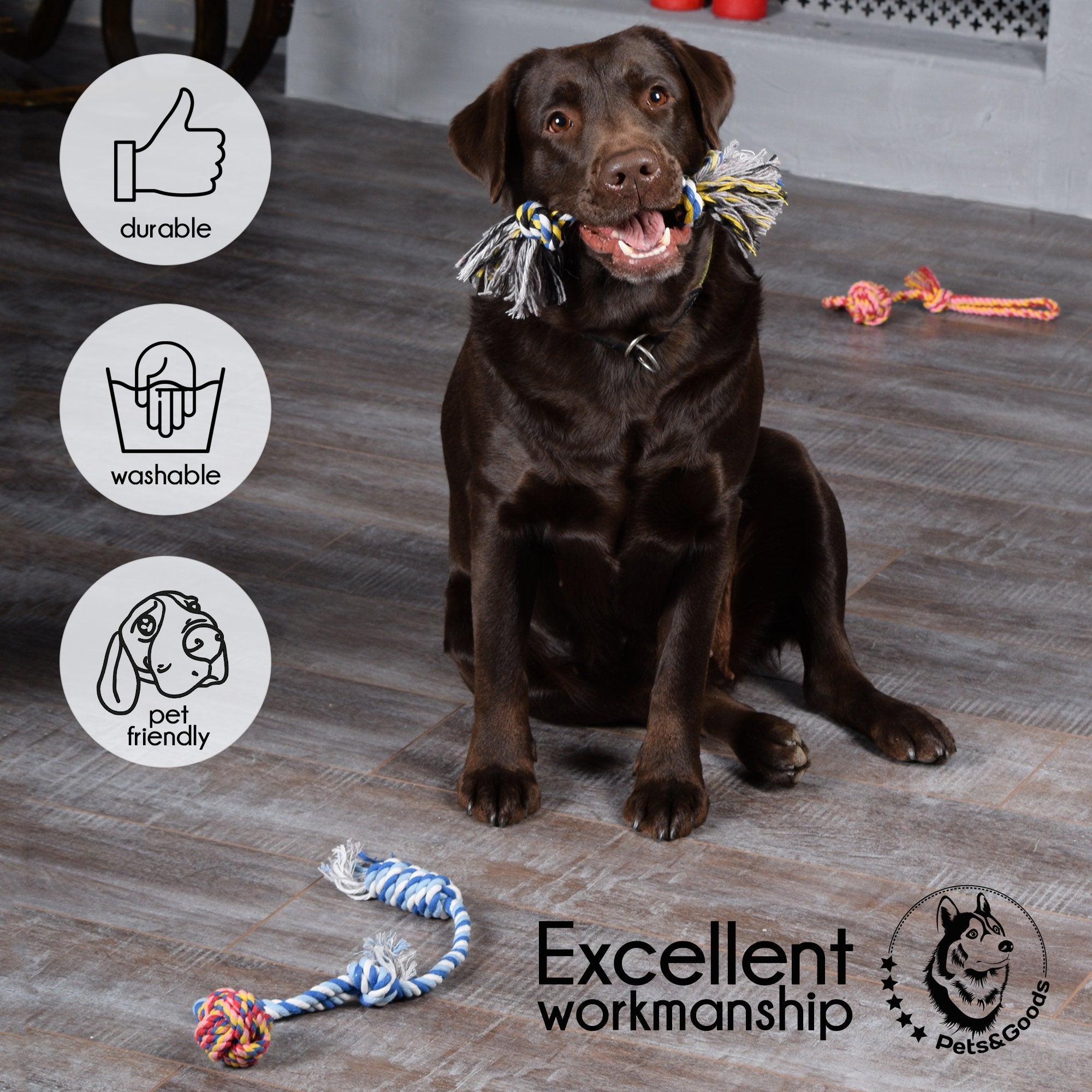 Pets&Goods portable washable rope toy ready for travel and outdoor play.