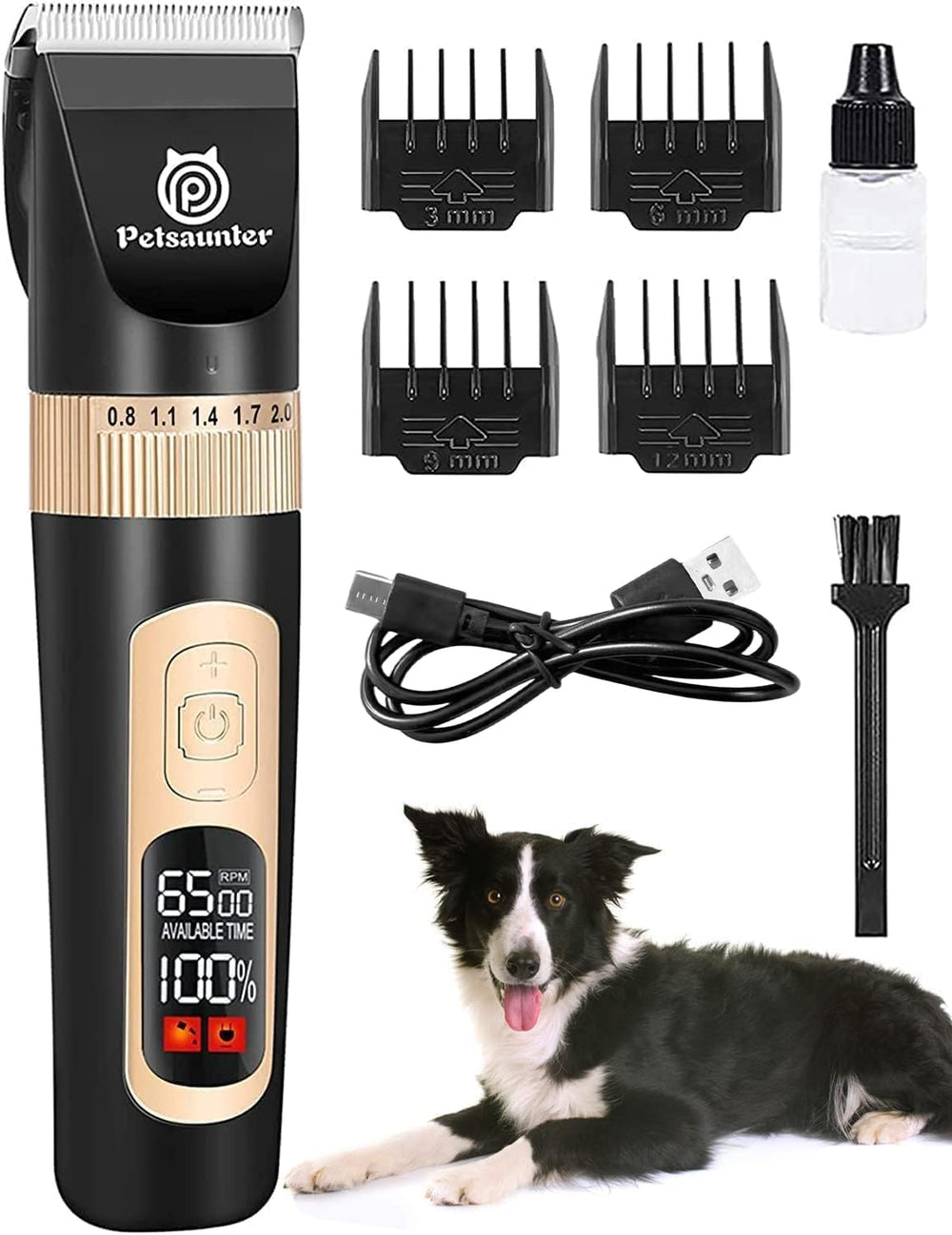 Petsaunter dog clippers front view with LCD display for easy grooming sessions