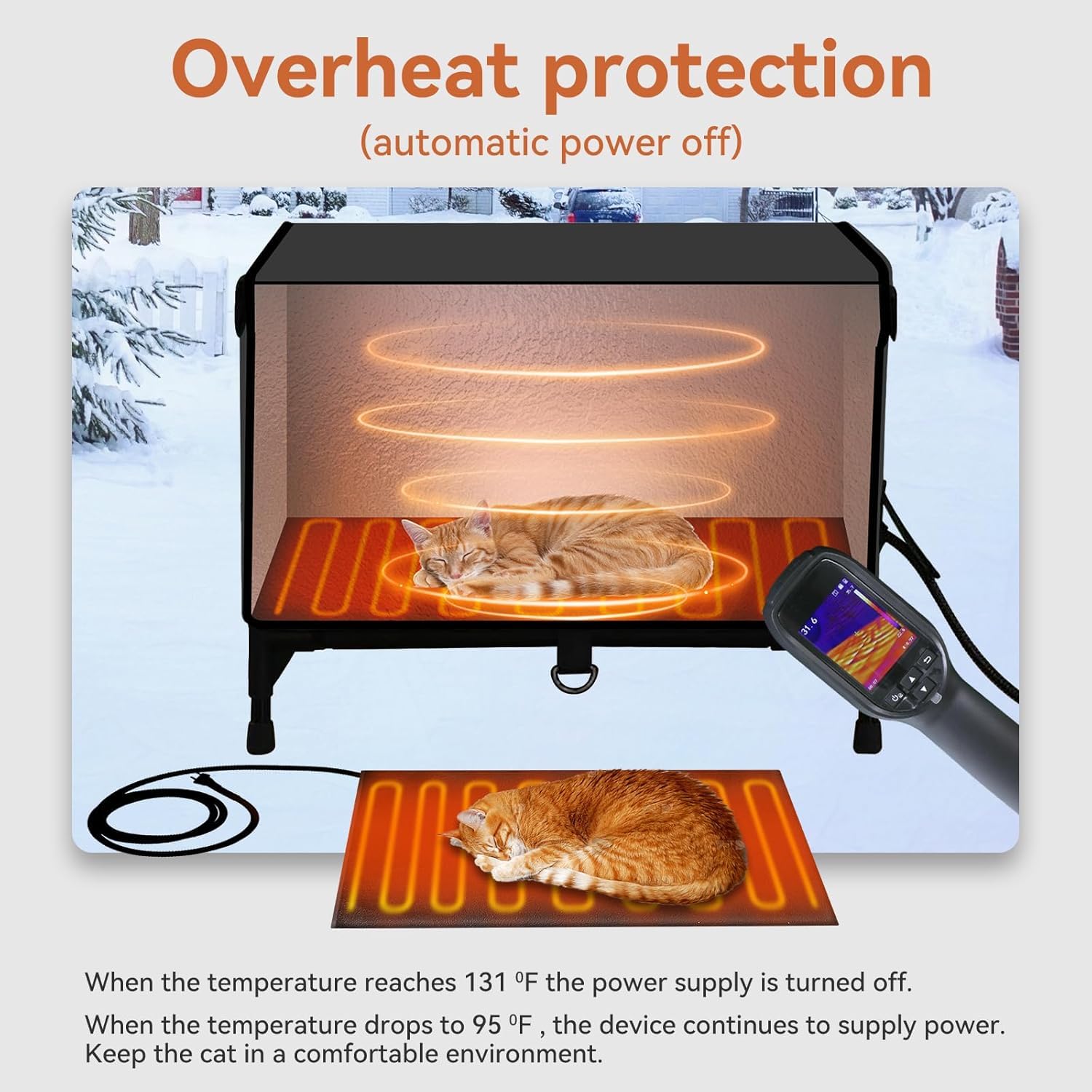 Petsdear heated outdoor cat house interior reveals warm, cozy space for cats.