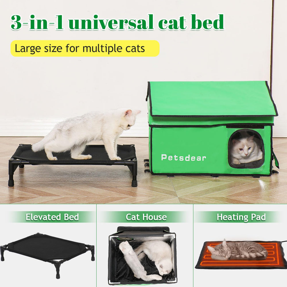 Petsdear heated outdoor cat house wind-resistance fiberglass frame in action