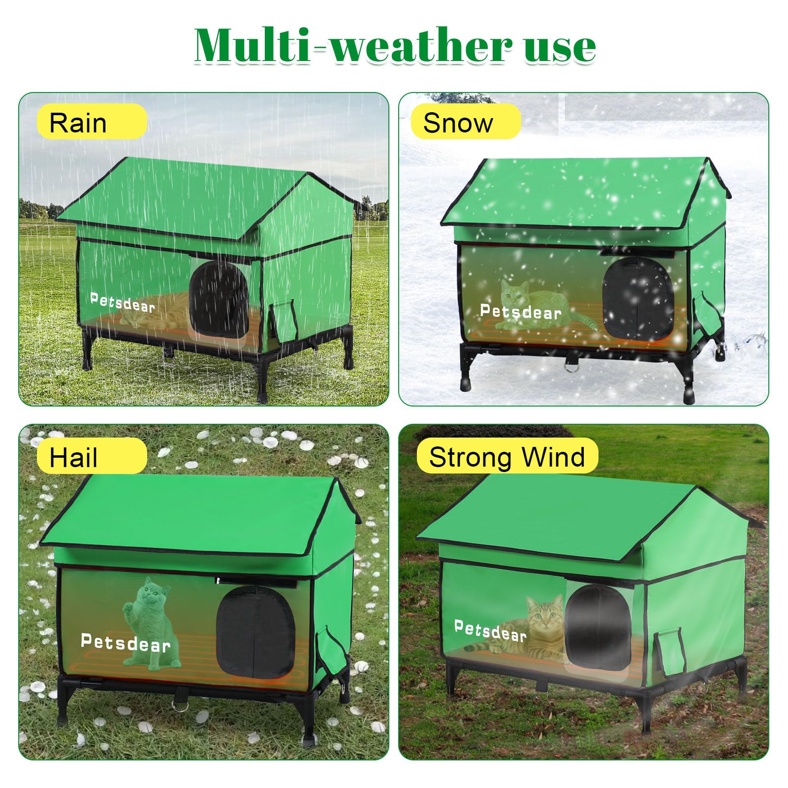 Petsdear heated outdoor cat house easy assembly without tools
