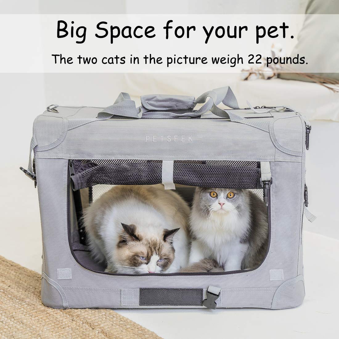 Petseek extra large cat carrier internal bowl for added comfort.