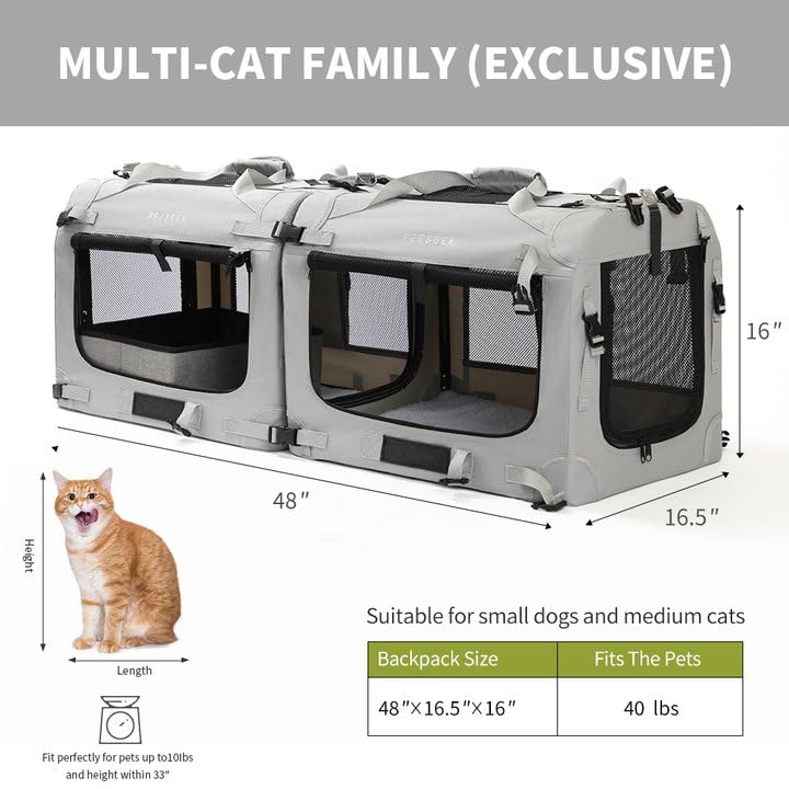 Petseek Extra Large Cat Carrier side mesh ventilation for airflow and visibility.