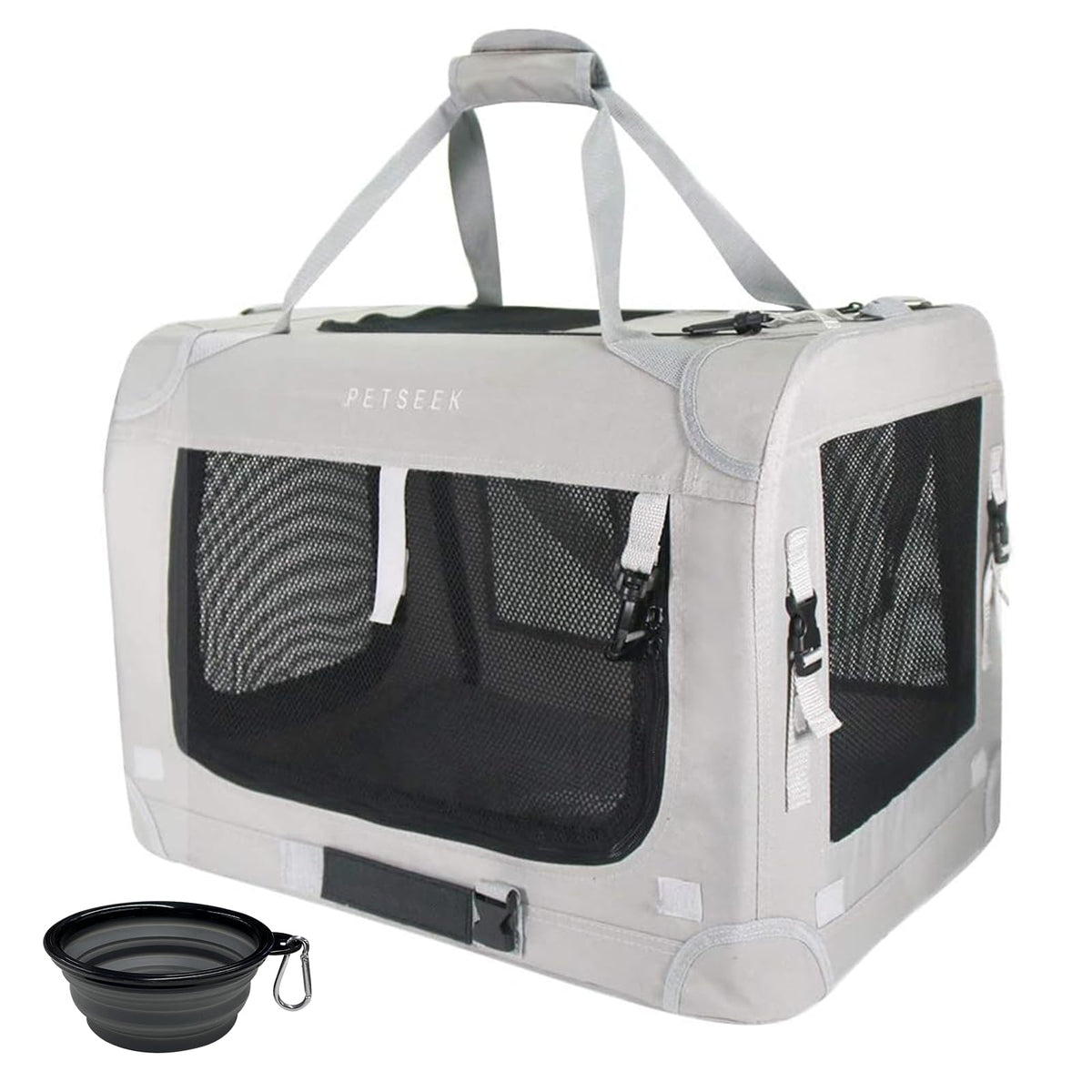 Petseek extra large cat carrier side view for comfortable transport.