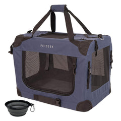 Petseek extra large soft-sided carrier front view with spacious interior for two cats