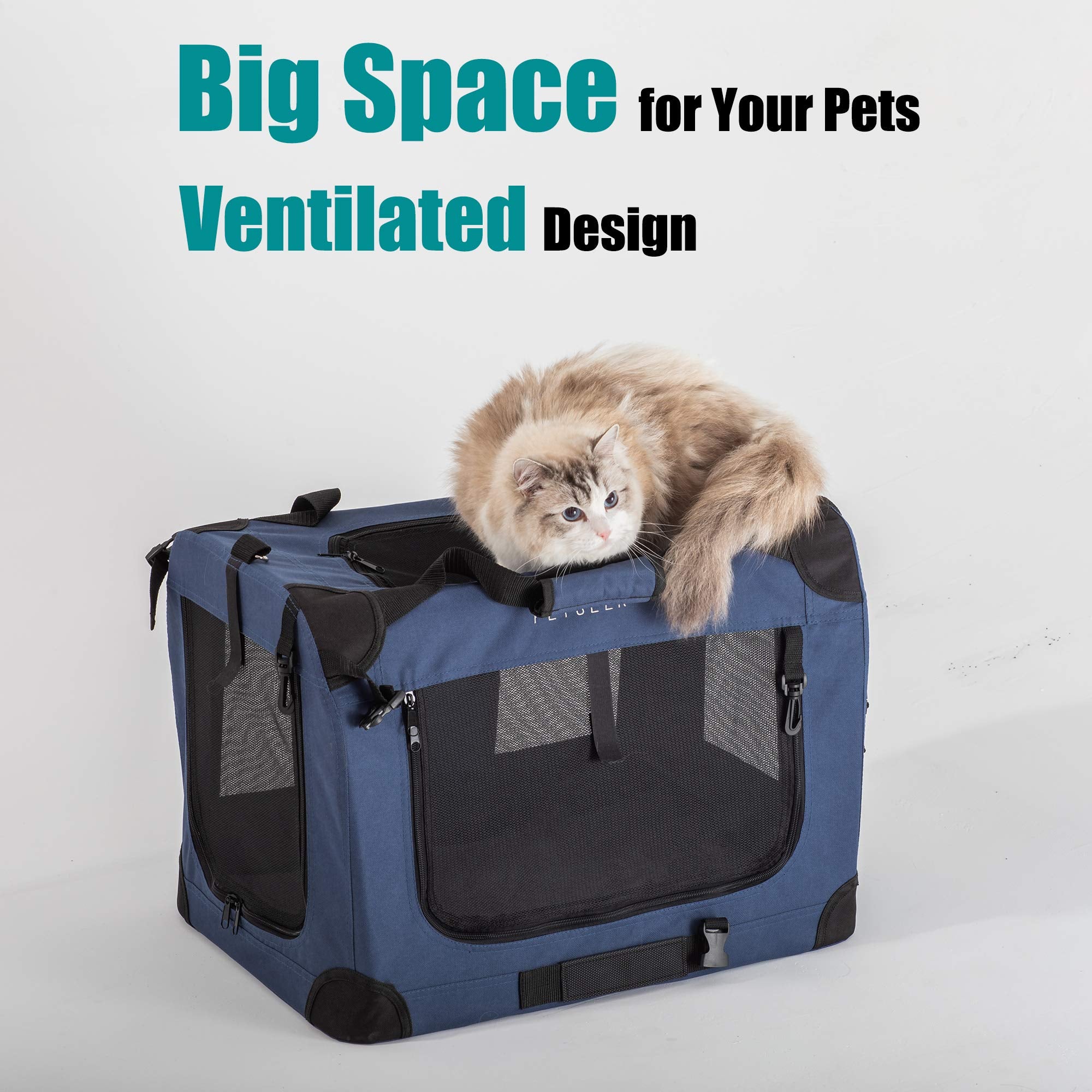Petseek extra large carrier top view showing breathable mesh and easy top access