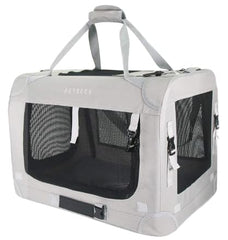 Petseek extra large cat carrier soft sided grey front view for easy car travel with cats