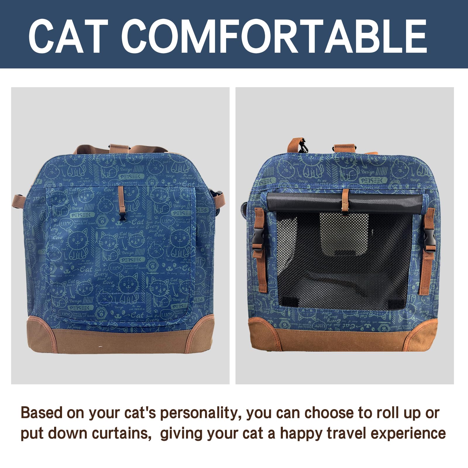 Petseek carrier with seatbelt loops for safe car travel