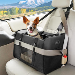 Petsfit carrier shows roomy 19x12x12 dimensions for cats and small dogs on trips.