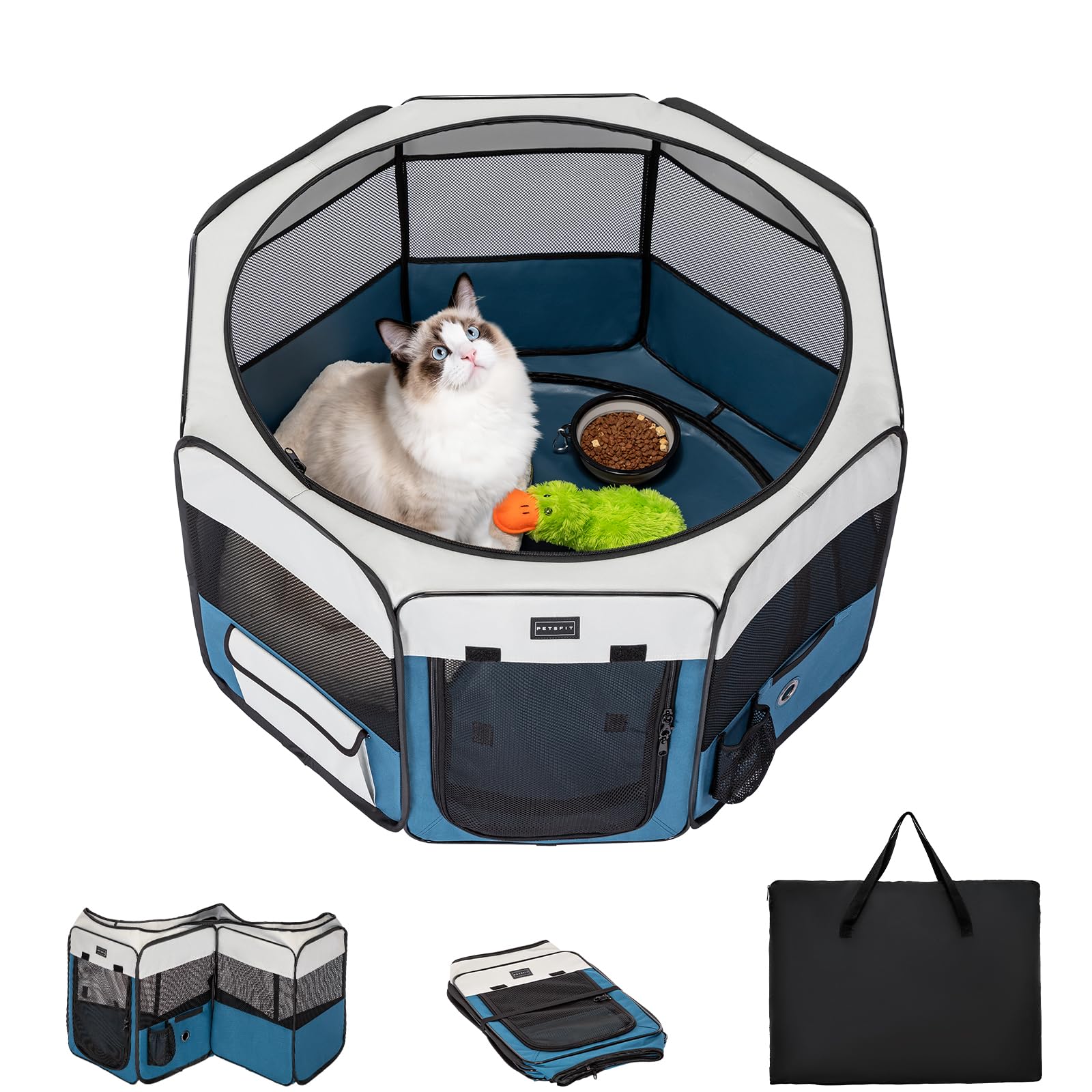 Petsfit 29-inch puppy playpen with waterproof mat for secure indoor and outdoor use.