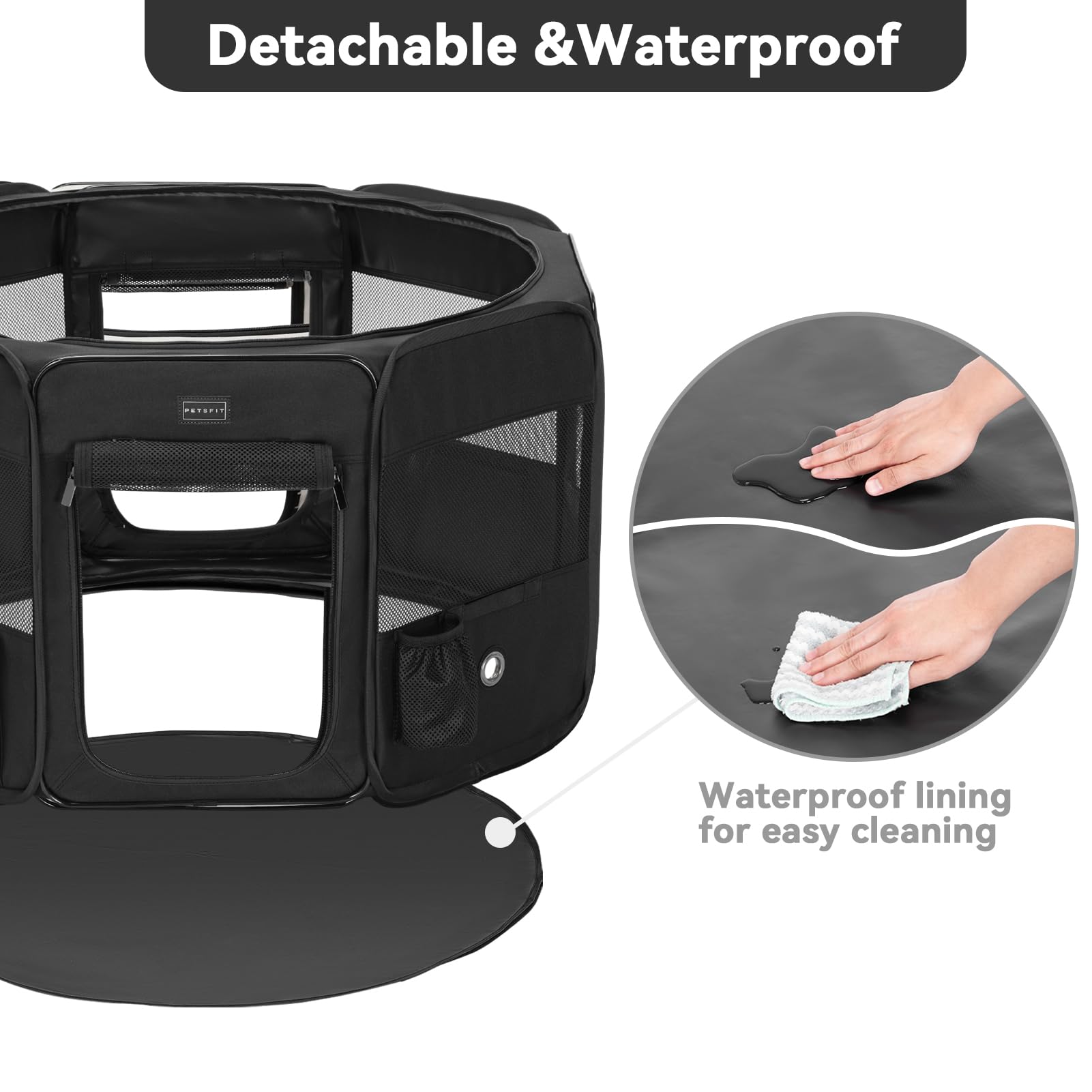 Petsfit 36-inch dog playpen setup instant demonstrates easy indoor training.
