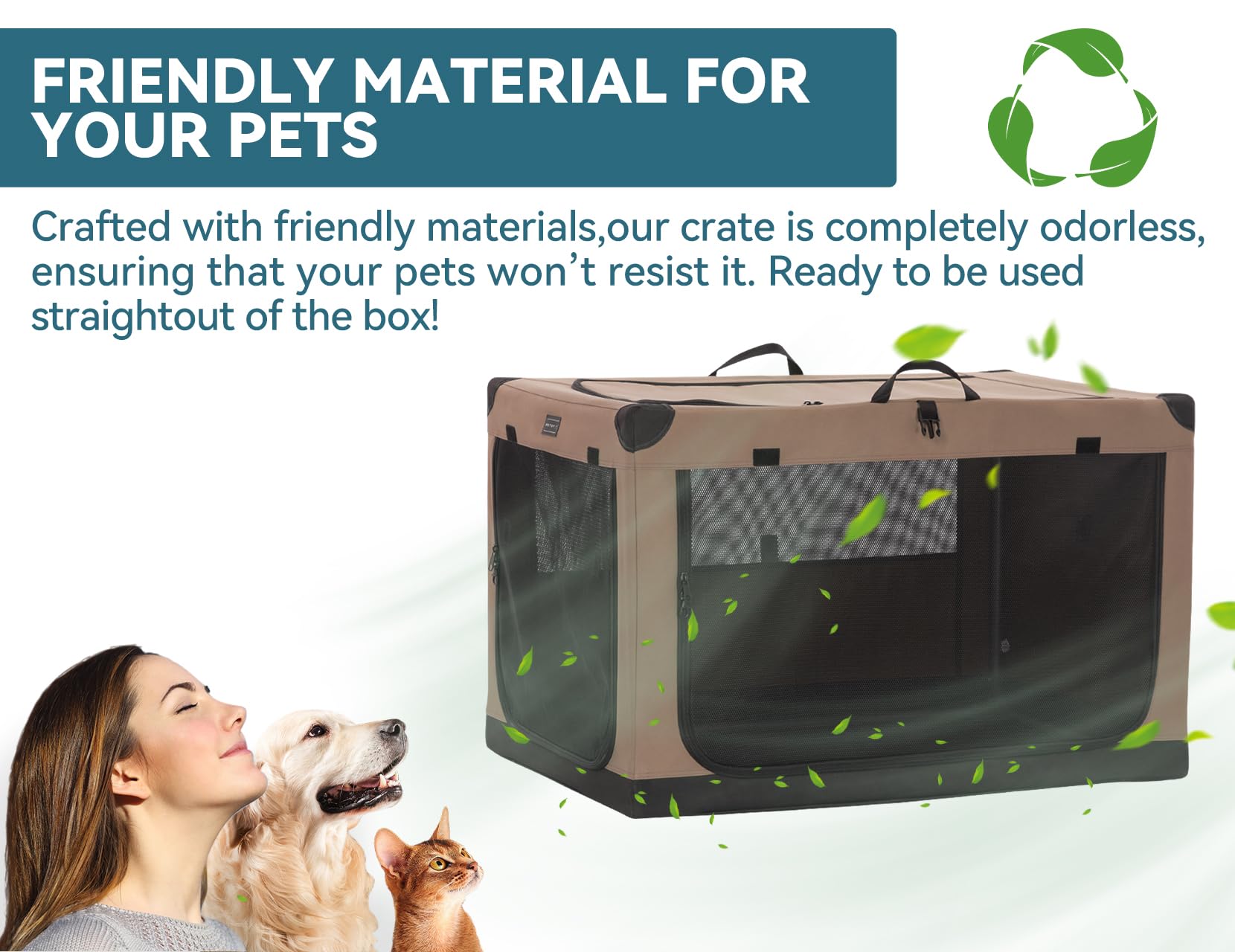 PETSFIT 40inch interior space accommodates lounging and turning during rest