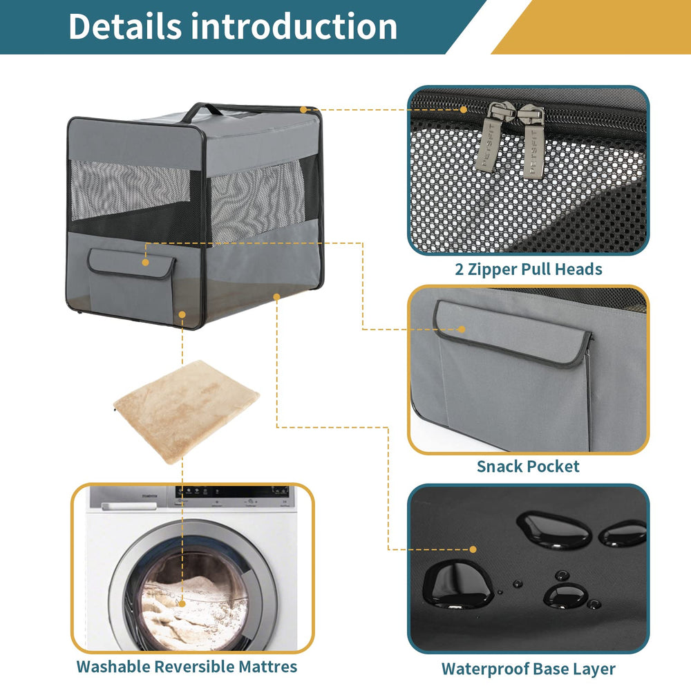 Petsfit 600D Oxford cloth with waterproof base for a durable, dry space.