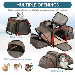 Petsfit airline-approved carrier open zipper for easy loading and access