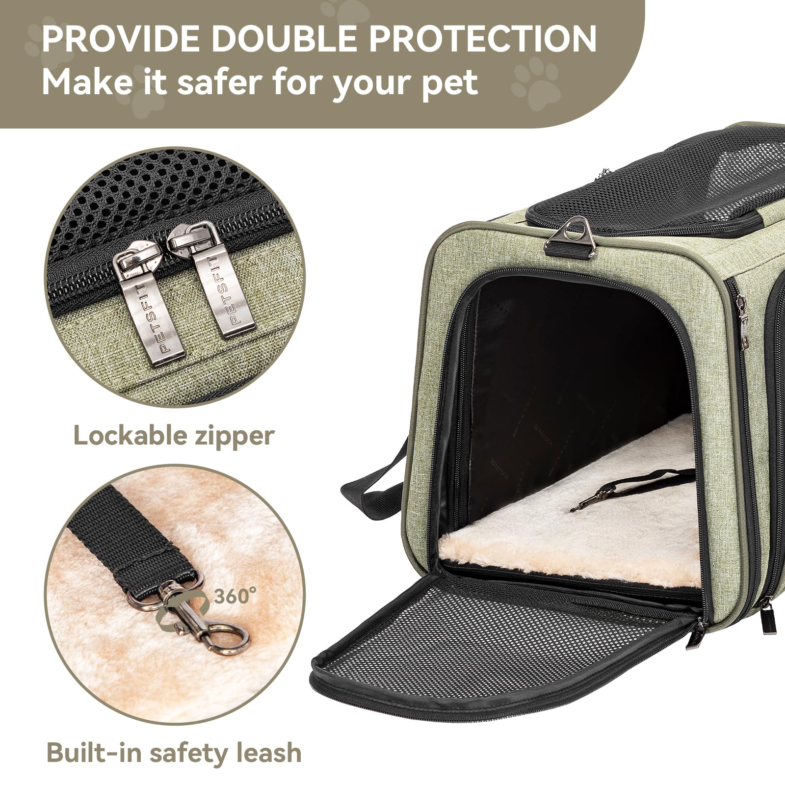 Petsfit airline-approved pet carrier under-seat design fits cabin travel comfortably.